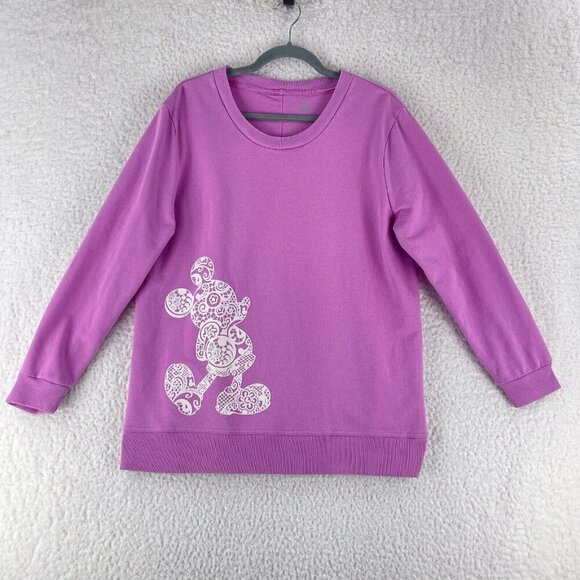 Disney Pink Crew Neck Pullover Sweater Womens Mickey Mouse‎ Graphic Size XL - Picture 1 of 15